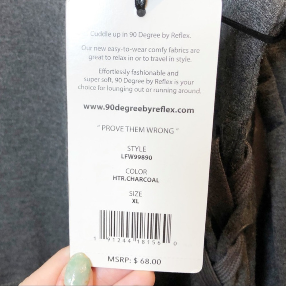 NWT 90 Degree Womens Dark Gray Lace Up Side Crew Neck Long Sleeve Sweatshirt Top - Picture 16 of 16